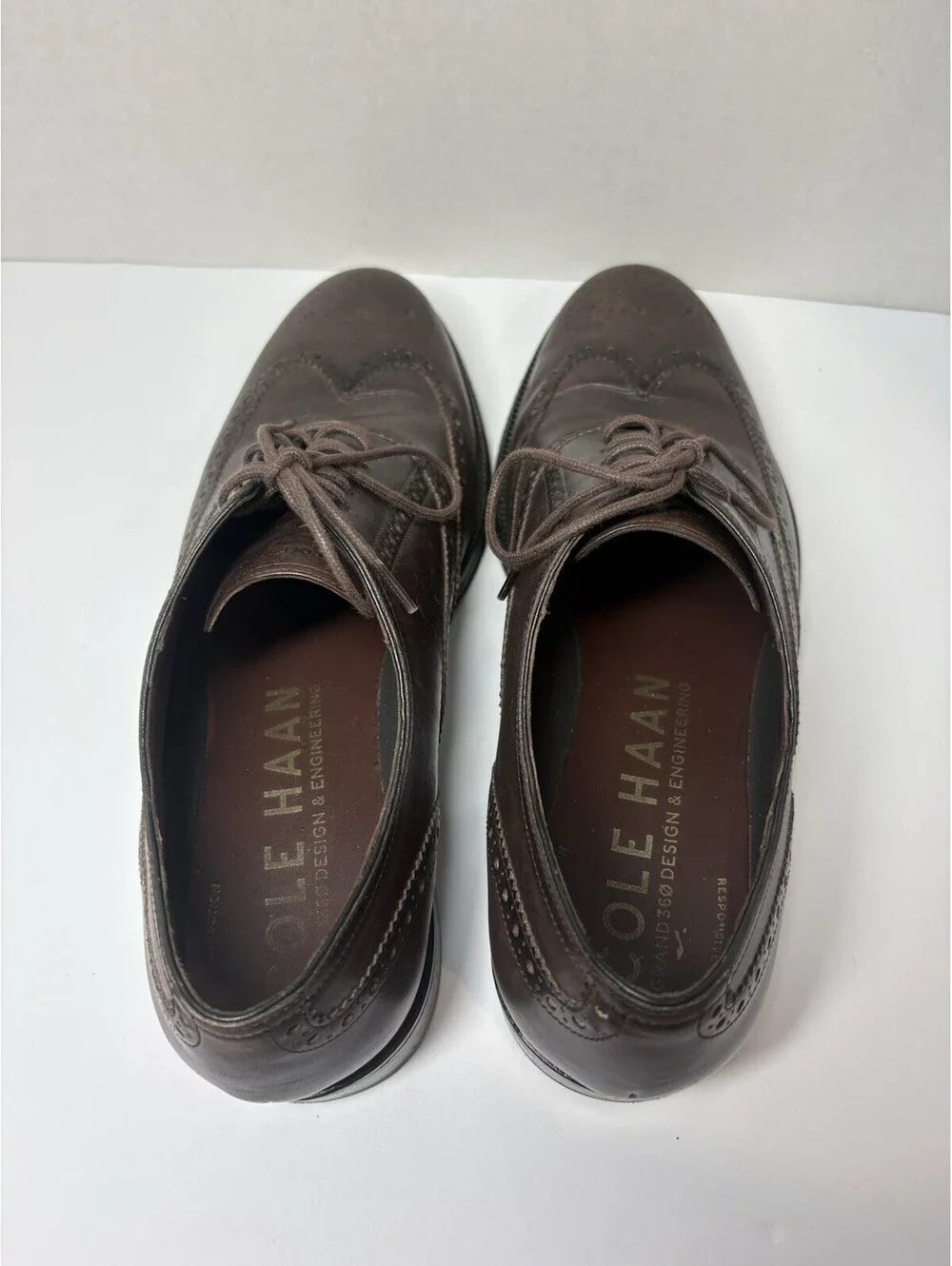 Cole Haan Men's Brown Leather Wingtip Brogue Oxford Dress Shoes US 10 M